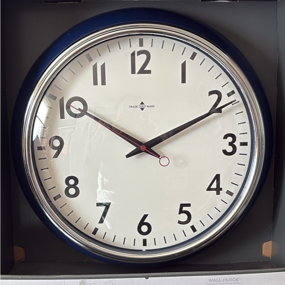 Threshold Navy and White Wall Clock